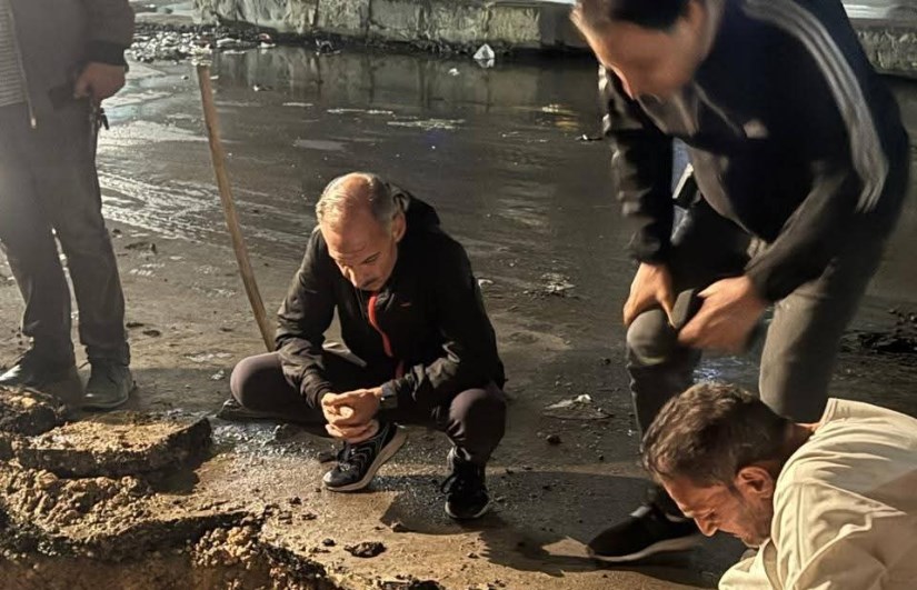 انفجار بخط مياه